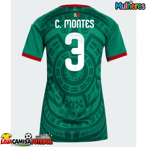 Camisa de Futebol México Cesar Montes #3 Equipamento Principal Mulheres Mundo 2026 Manga Curta